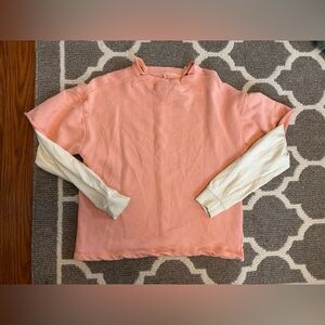 Free People We The Free Peach Pink Layered Long Sleeve Sweatshirt